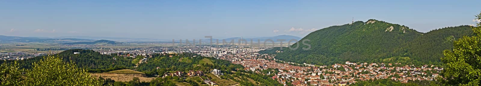 Panorama background in Carpathians. Beautiful mountains and landscape in Romania.