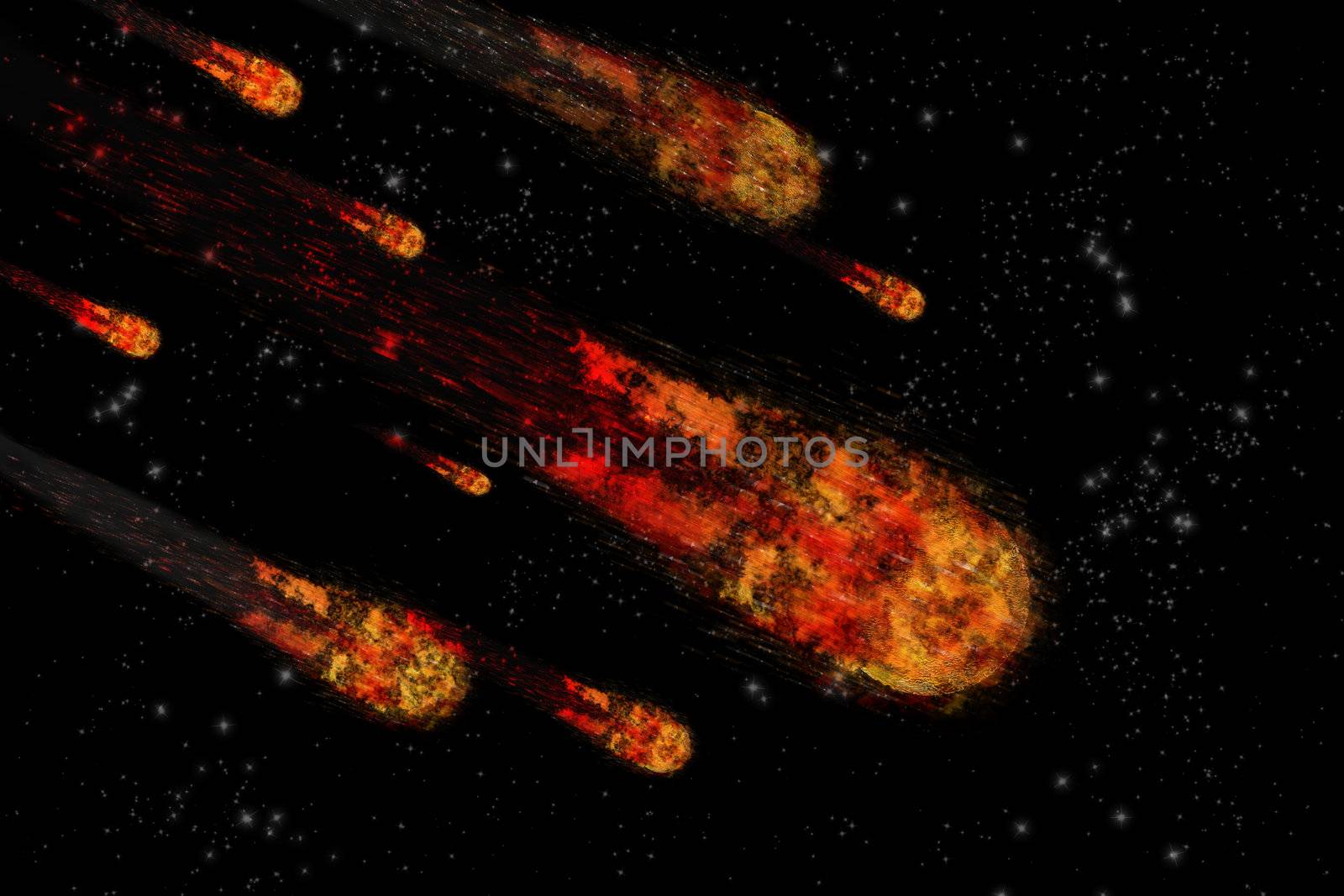 Asteroid and earth planet on starfield abstract background. Illu by mozzyb