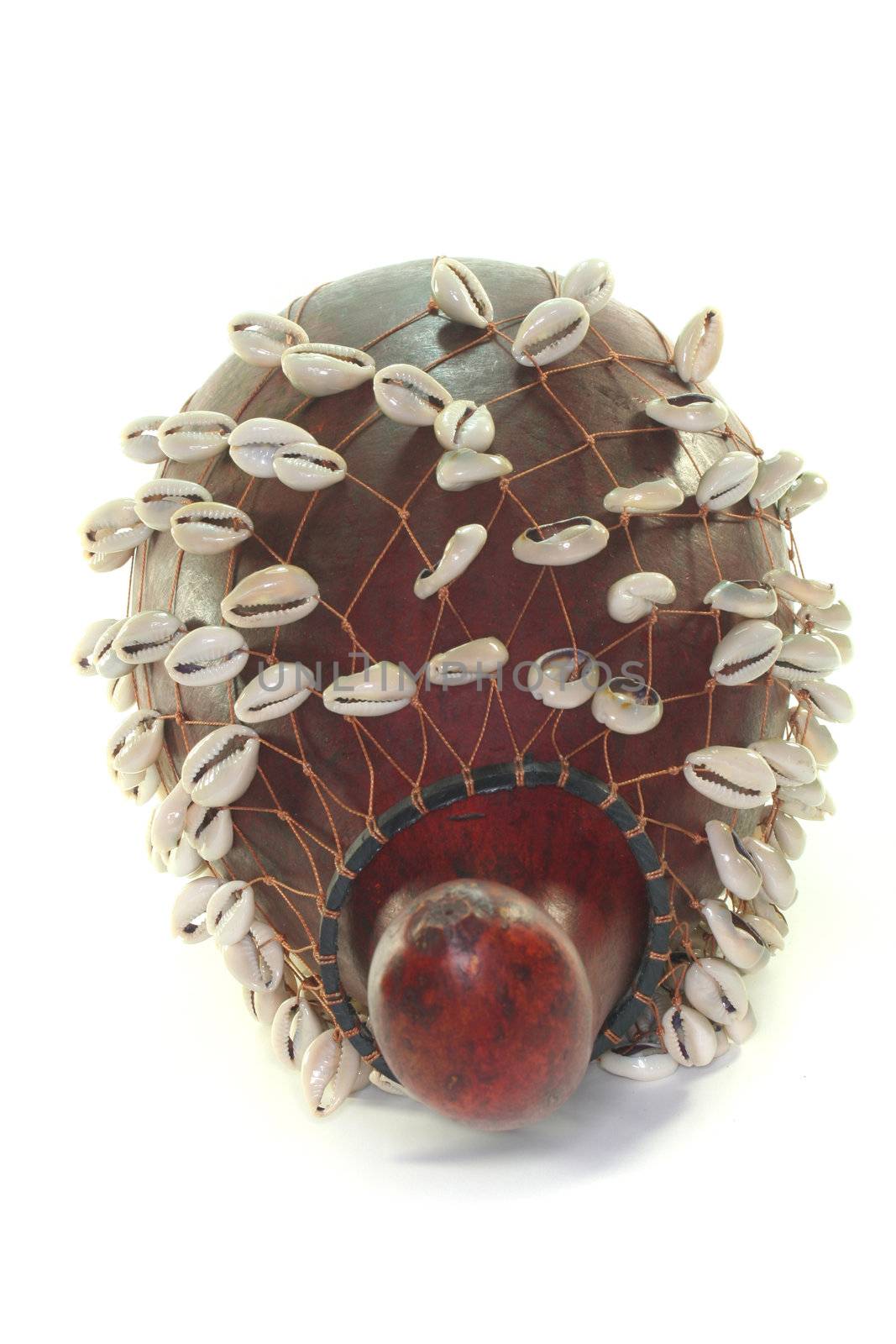 African gourd rattle on a white background