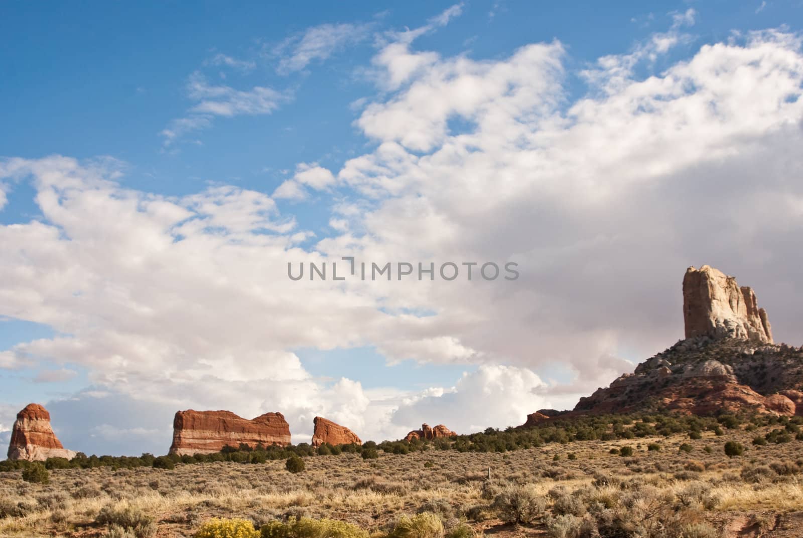 Sandstone rocks tower over desert at Vermillion Cliffs Arizona