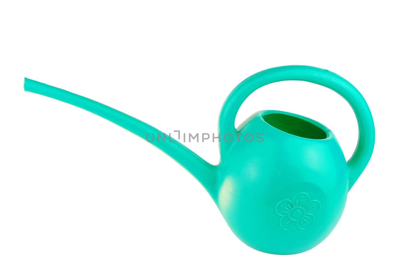 green watering can isolated on white background 