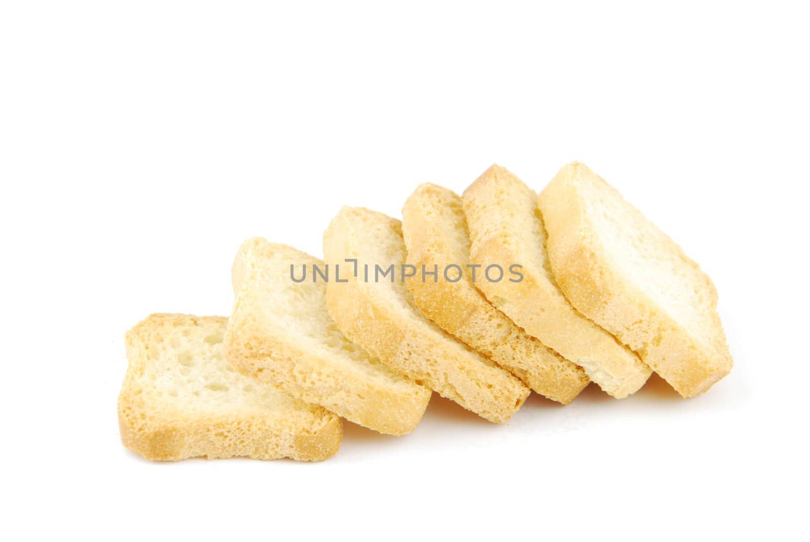 closeup on crackers isolated on white background
