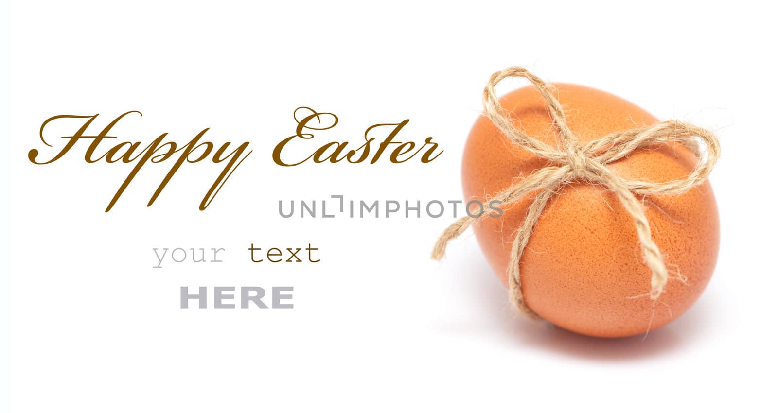 Easter egg with festive bow isolated on white background (with space for text)