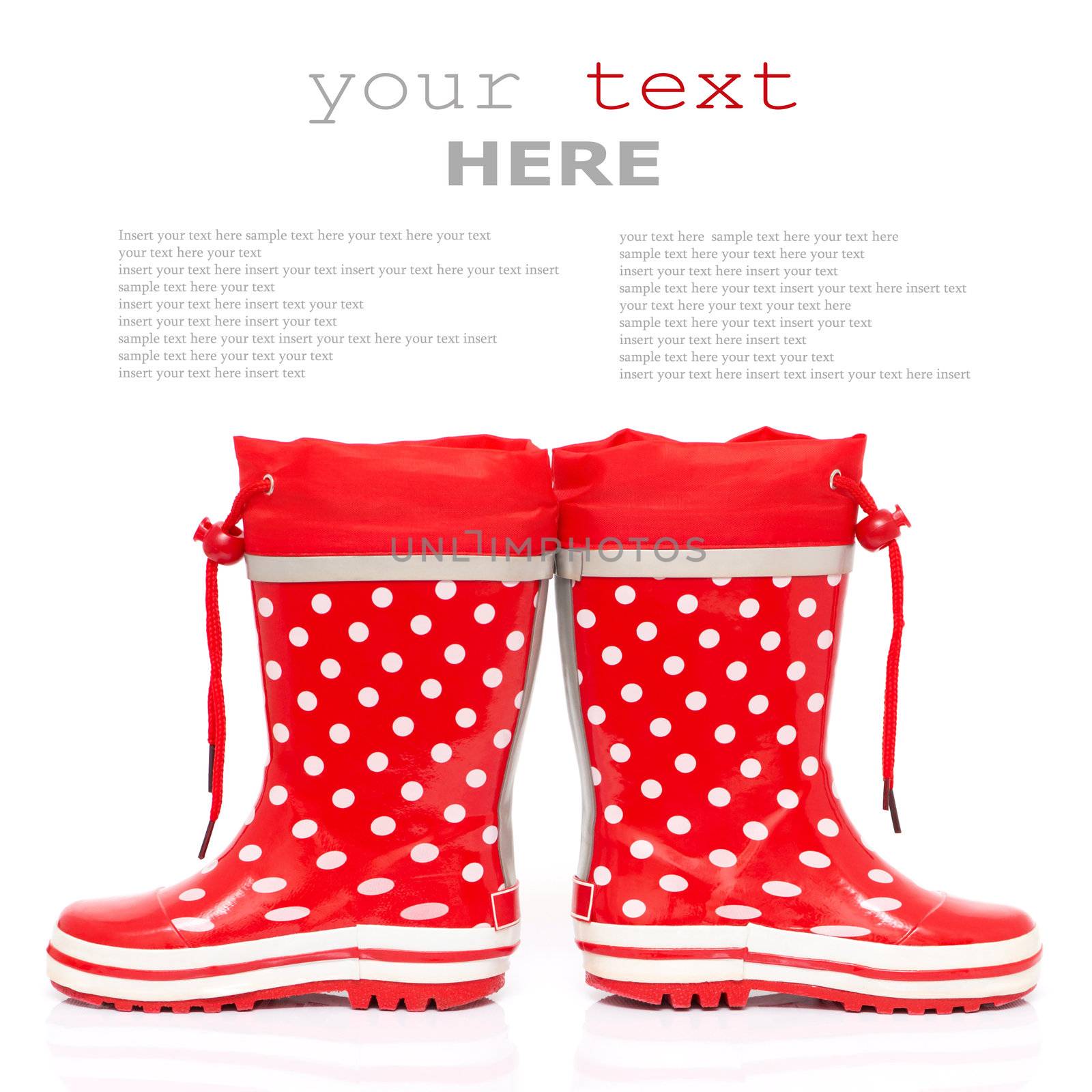 Red rubber boots  by Olinkau