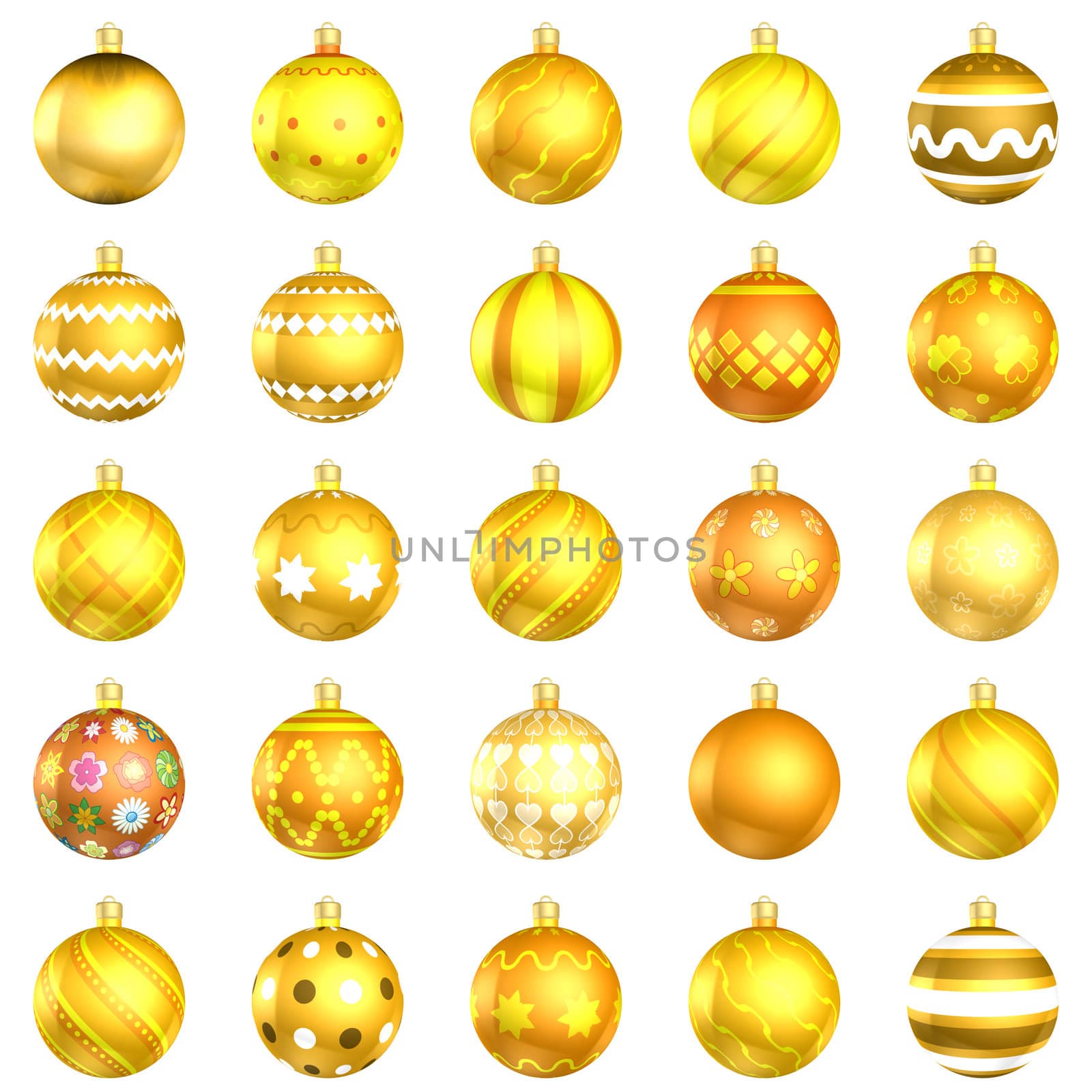 Christmas baubles big back 25 on white background