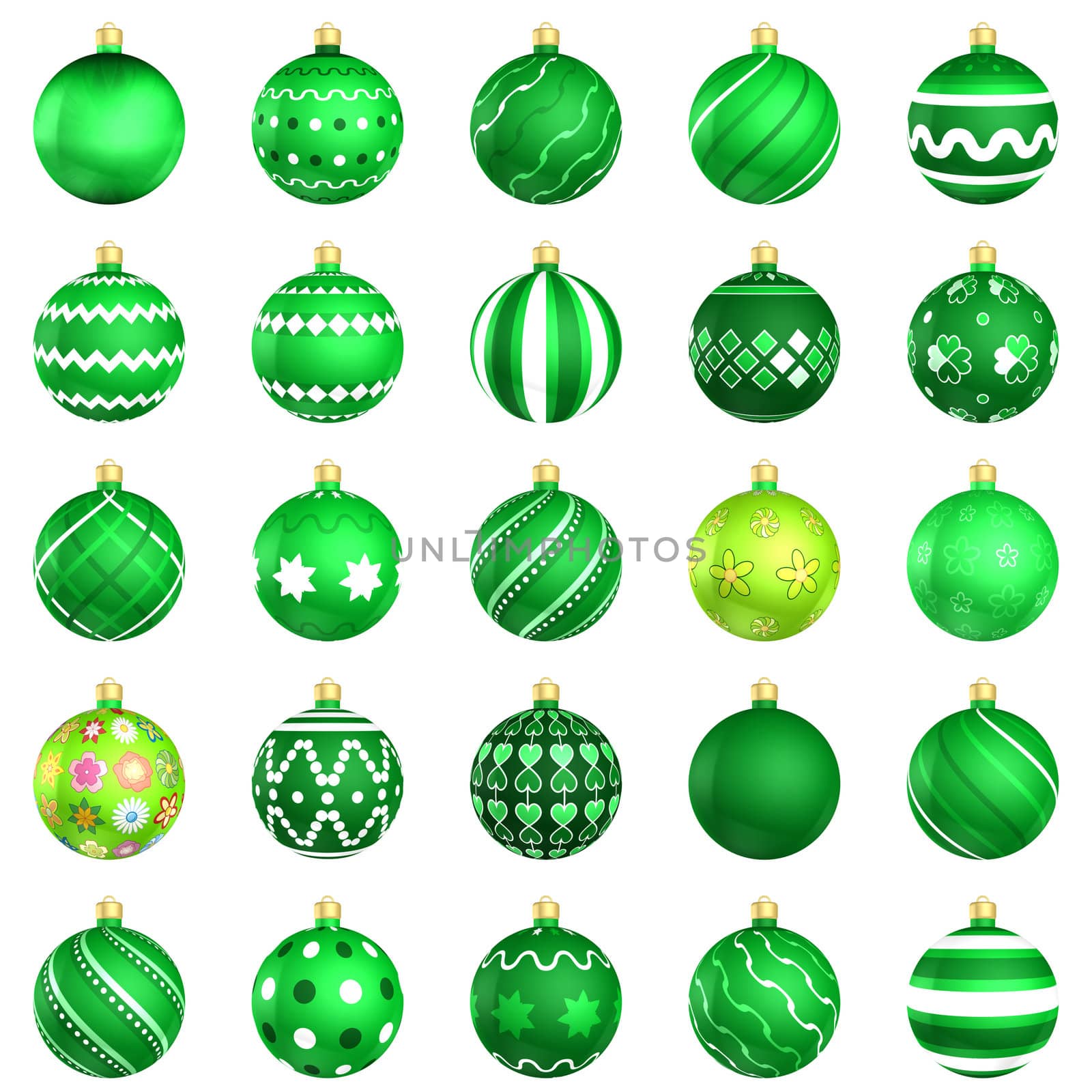 Christmas baubles big back 25 on white background