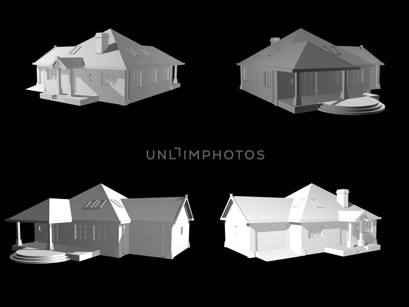 3d house isolated on black, 3d project