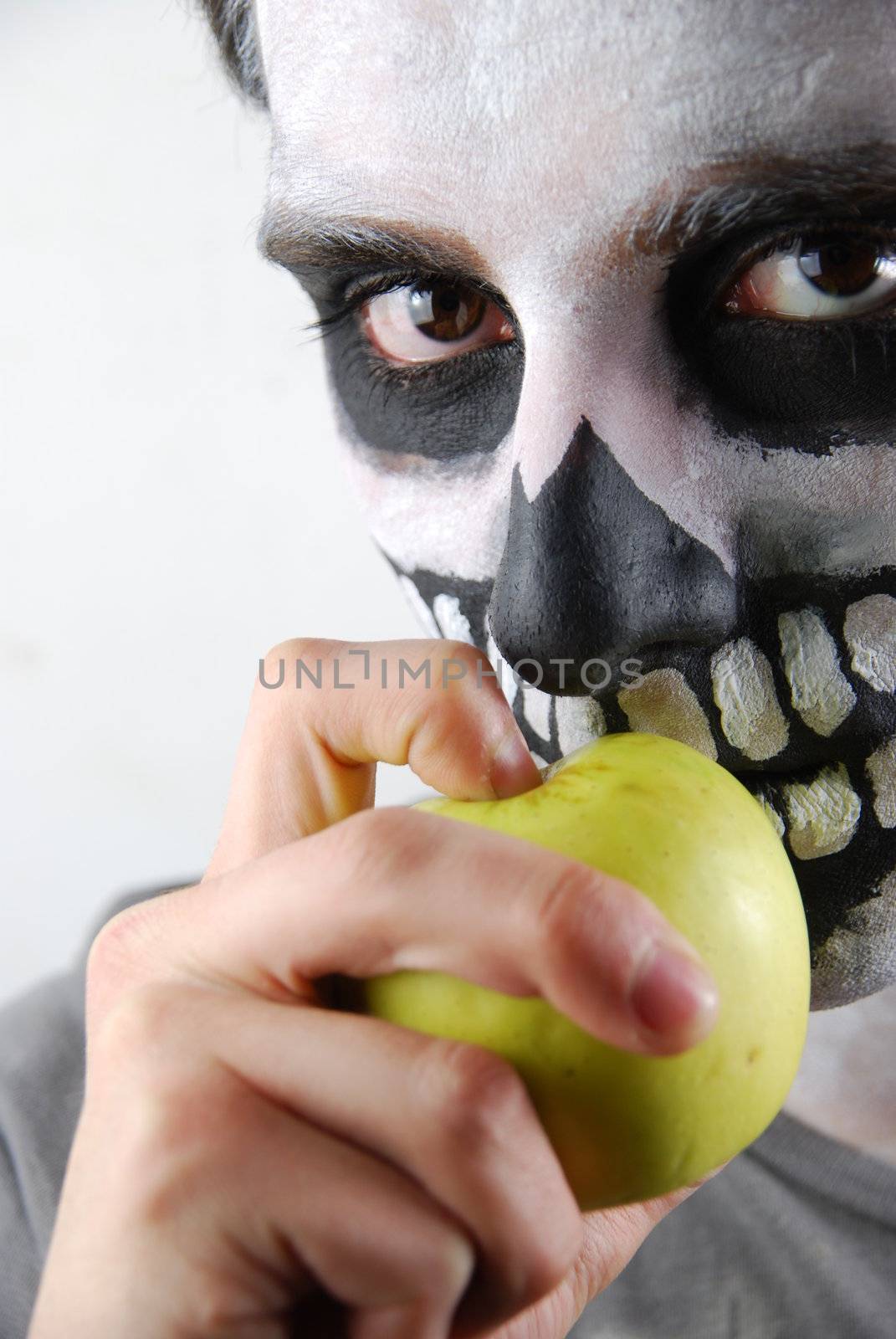 Don't eat just apples (skeleton guy concept) by luissantos84