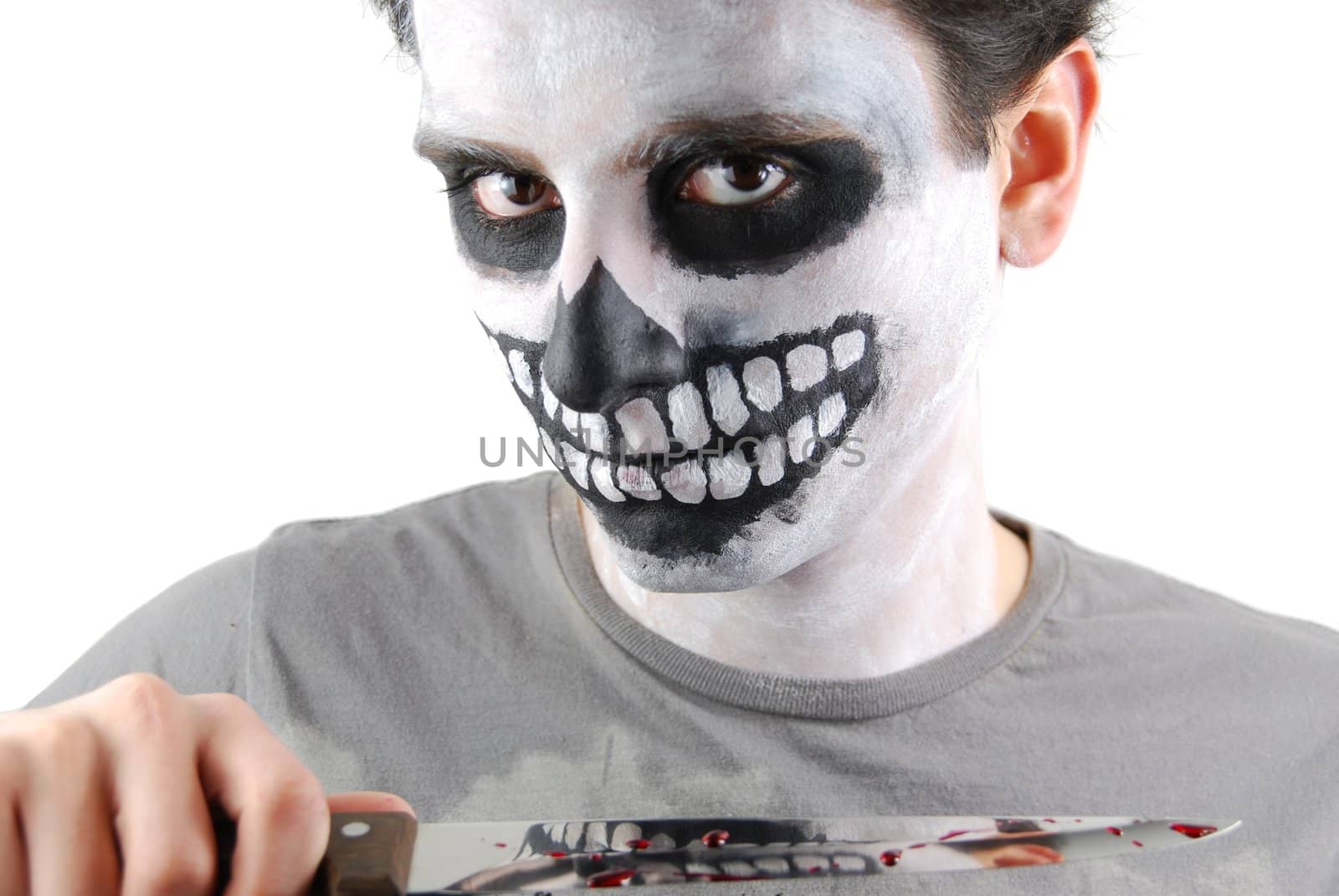 portrait of a skeleton guy as a murderer concept