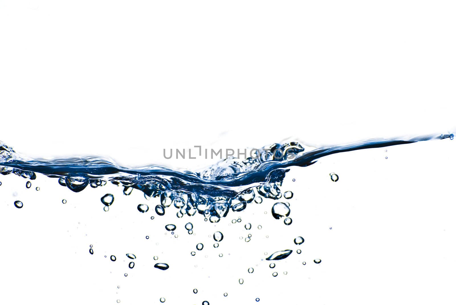 Isolated blue water splashing with bubbles and water drops - abs by mozzyb