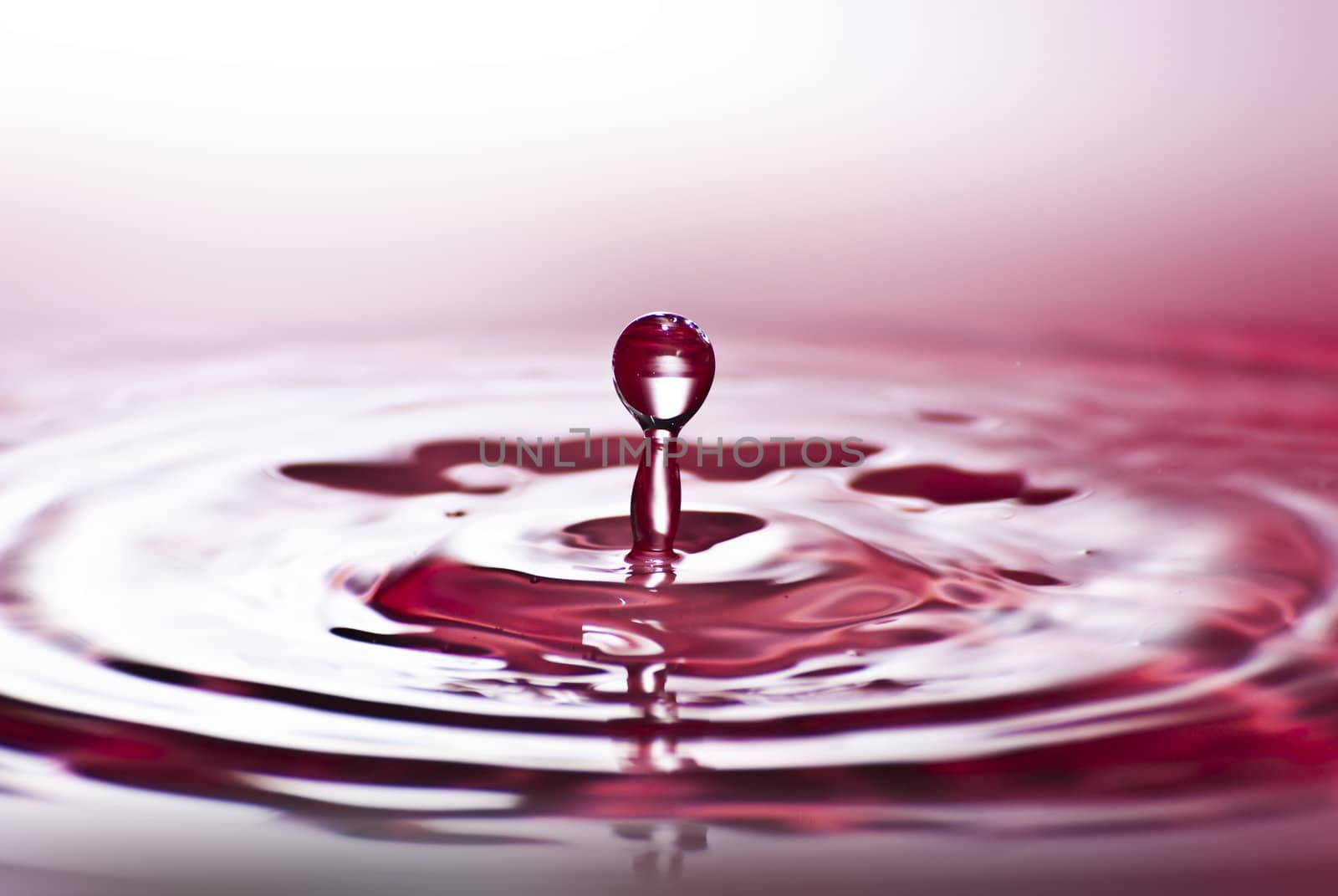 Red water environmental abstract background - red water drop splashing in clear clean water