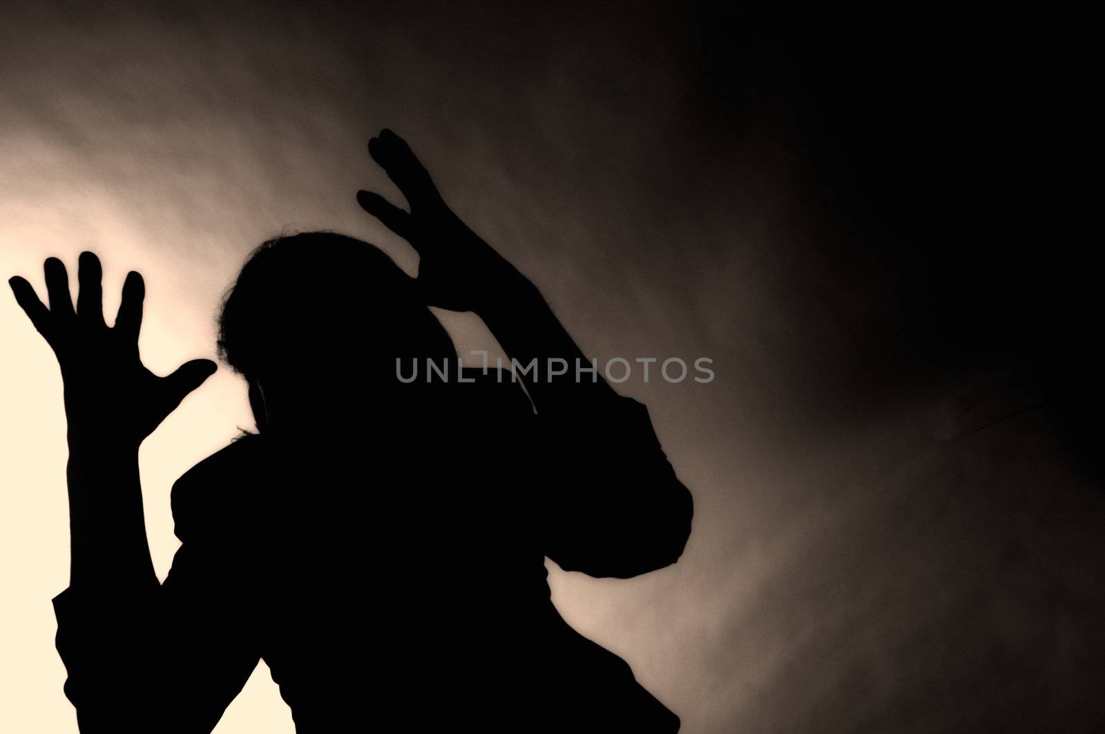 Silhouette of depressed man by fahrner
