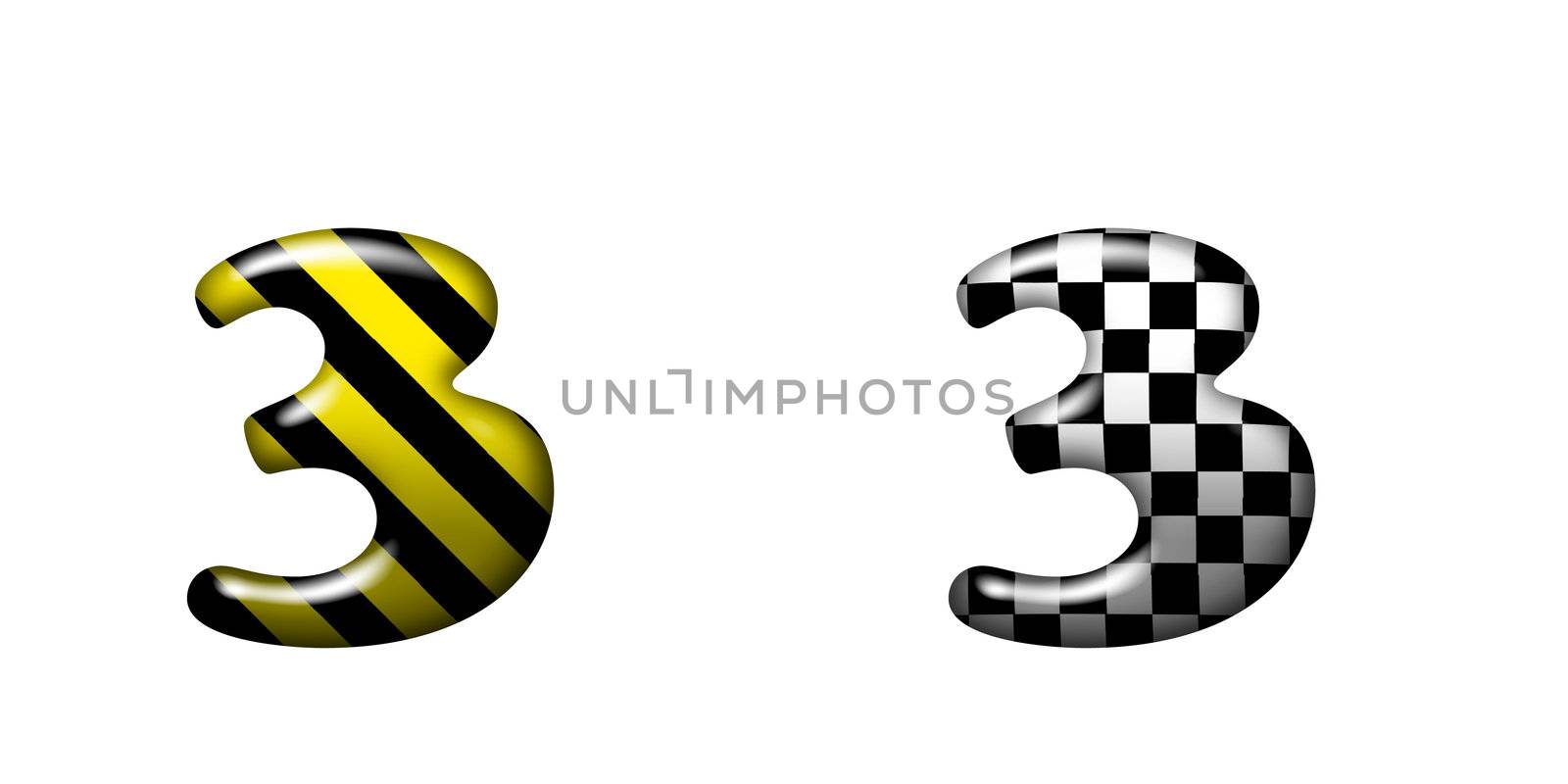 Exclusive collection letters with danger stripes and chess square on white background