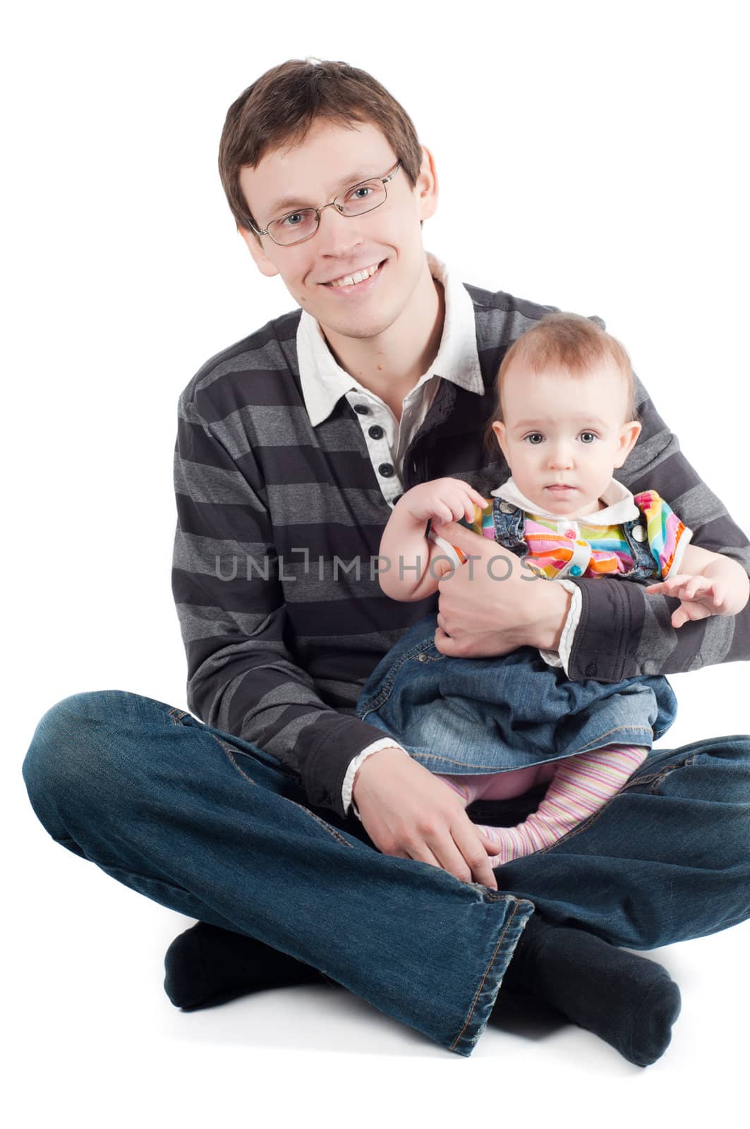 Shot of father and daughter isolated on white