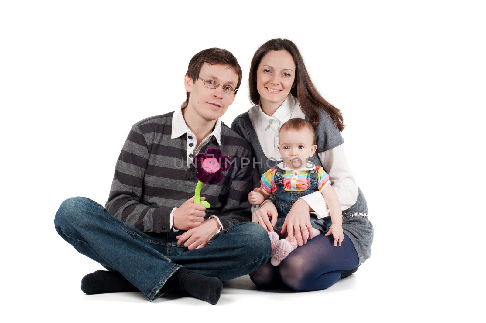 Shot of happy family isolated on white