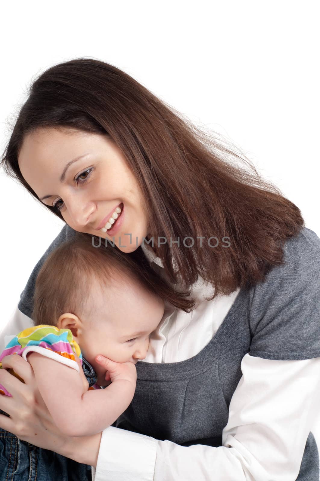 Shot of mother and daughter isolated on white