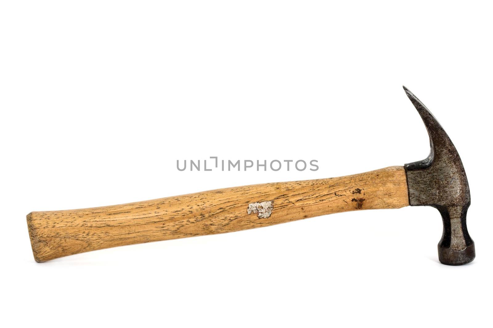 An old hammer isolated on a white background