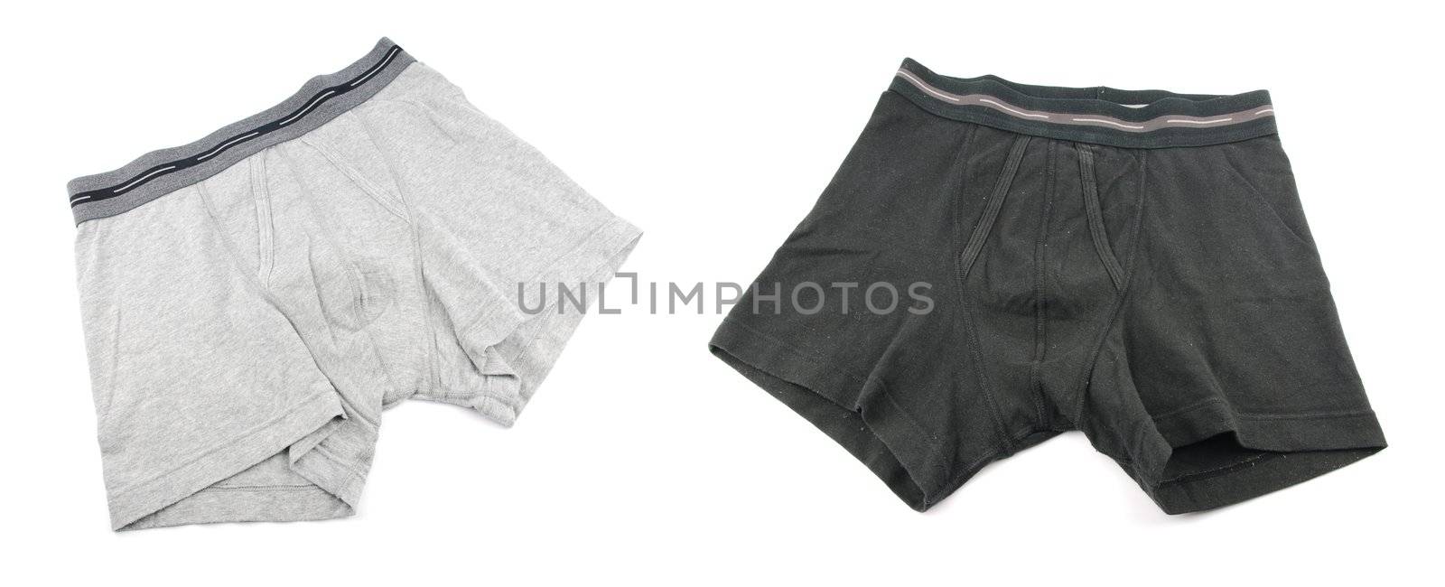 grey and black male underwear isolated on the white background