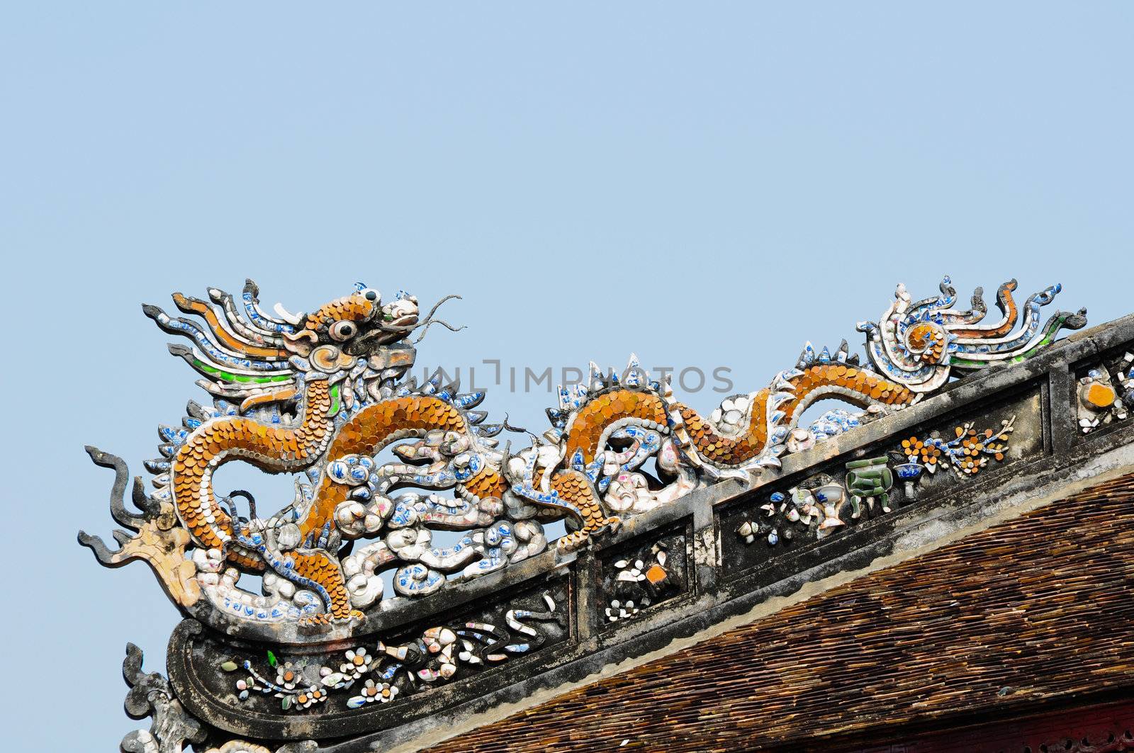 The dragon on the roof top, vietnam