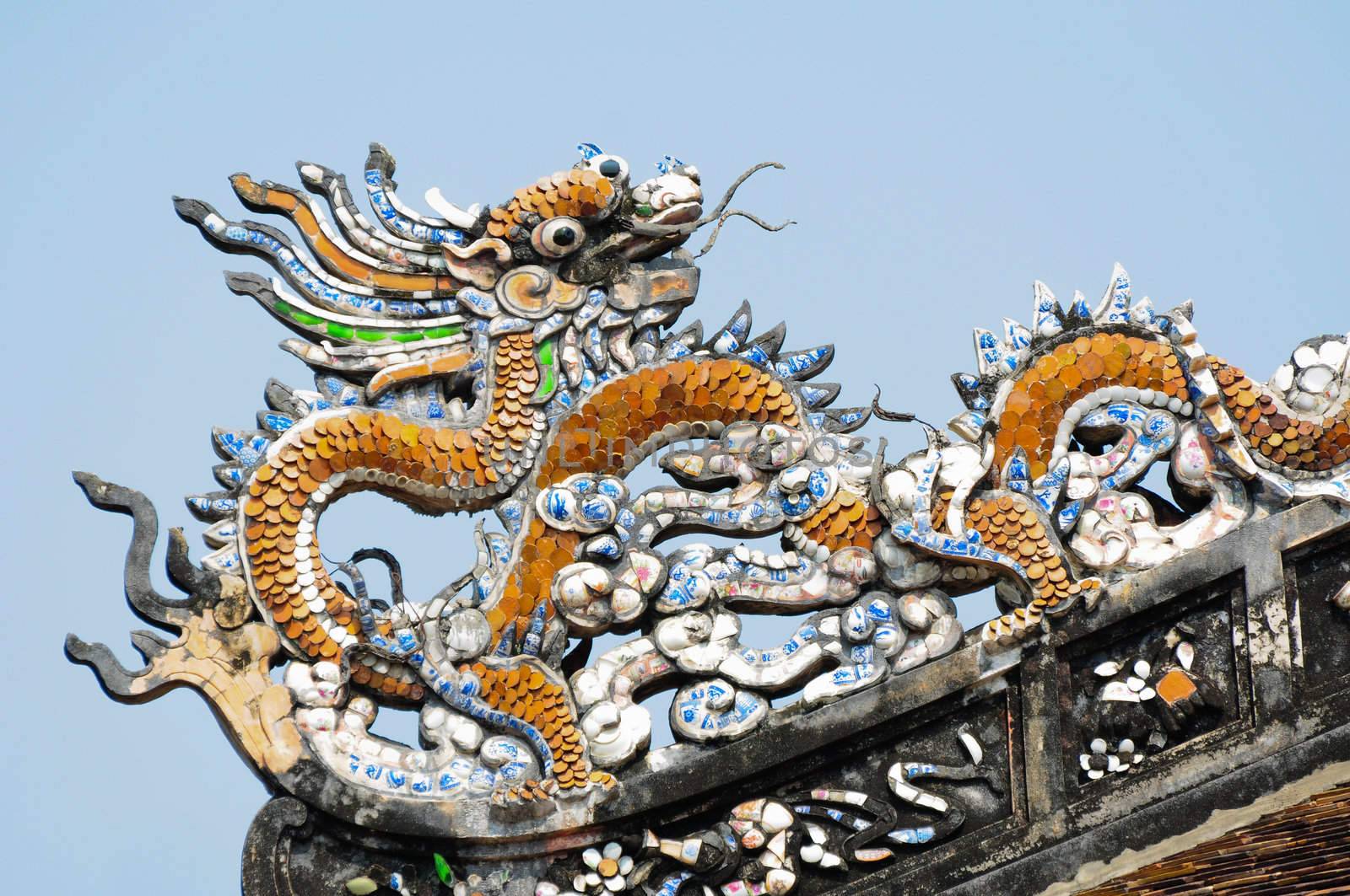 The dragon on the roof top, vietnam
