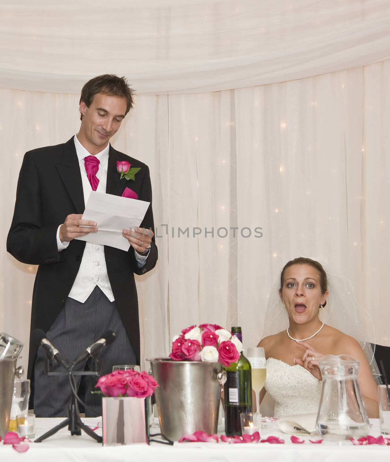 Bride's natural reaction to groom's speech at real wedding by Veneratio