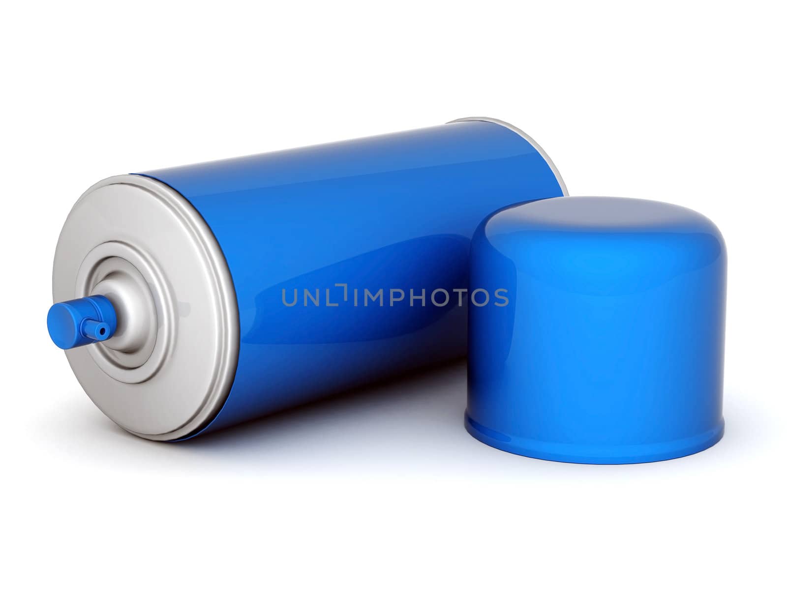 Image of aluminum spray cans of paint on a white background