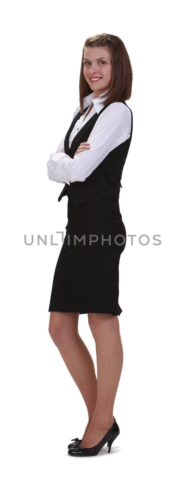 Image of a young businesswoman isolated against a white background