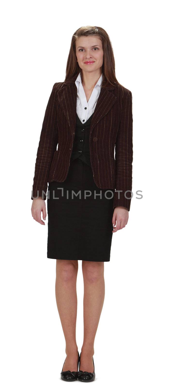 Image of a pretty young businesswoman isolated against a white background.