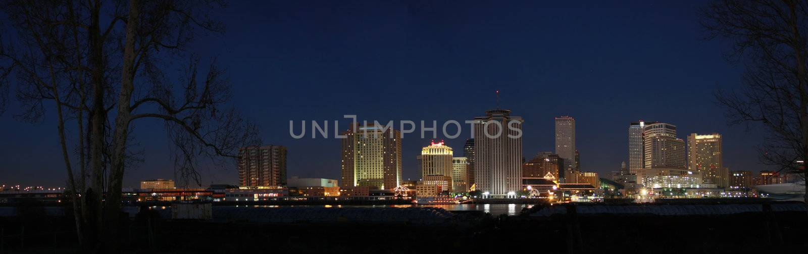 Panorama of New Orleans Skyline at Night