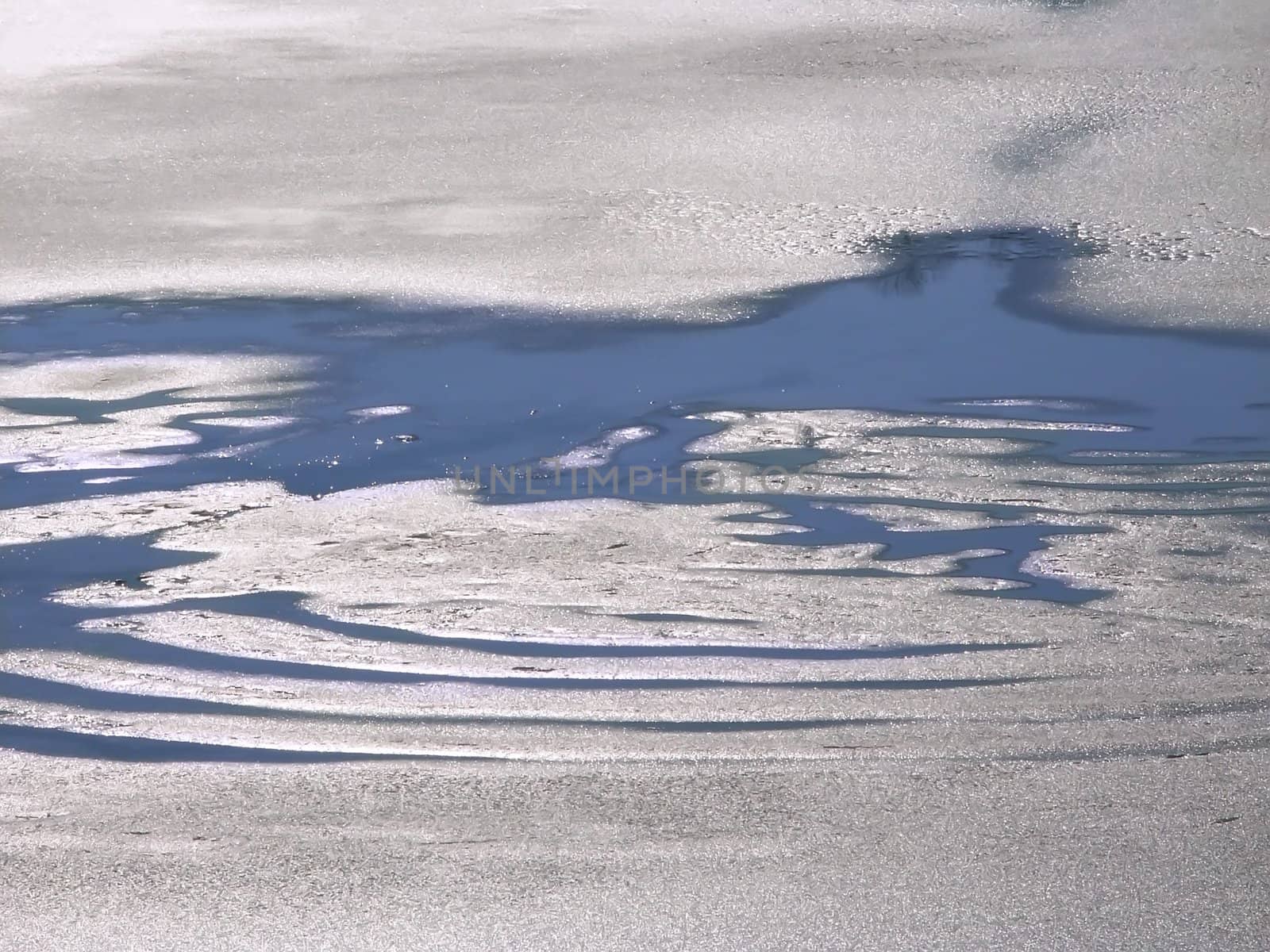 Melting ice on a lake of central Illinois.