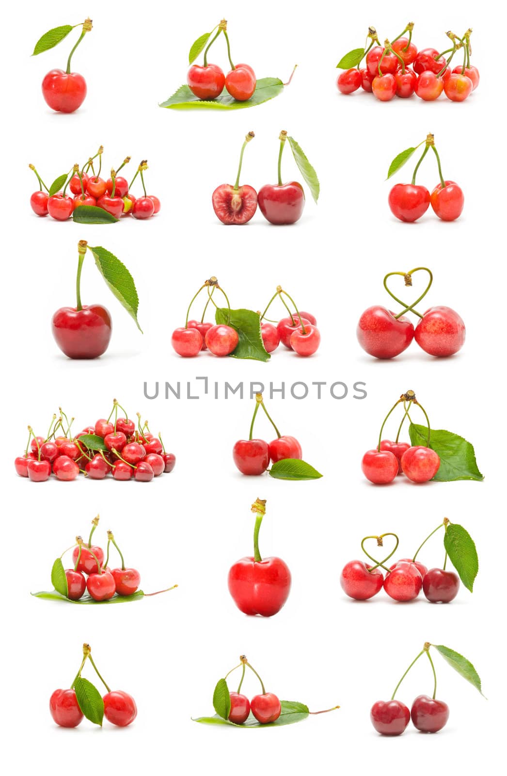 fresh cherries isolated on white background
