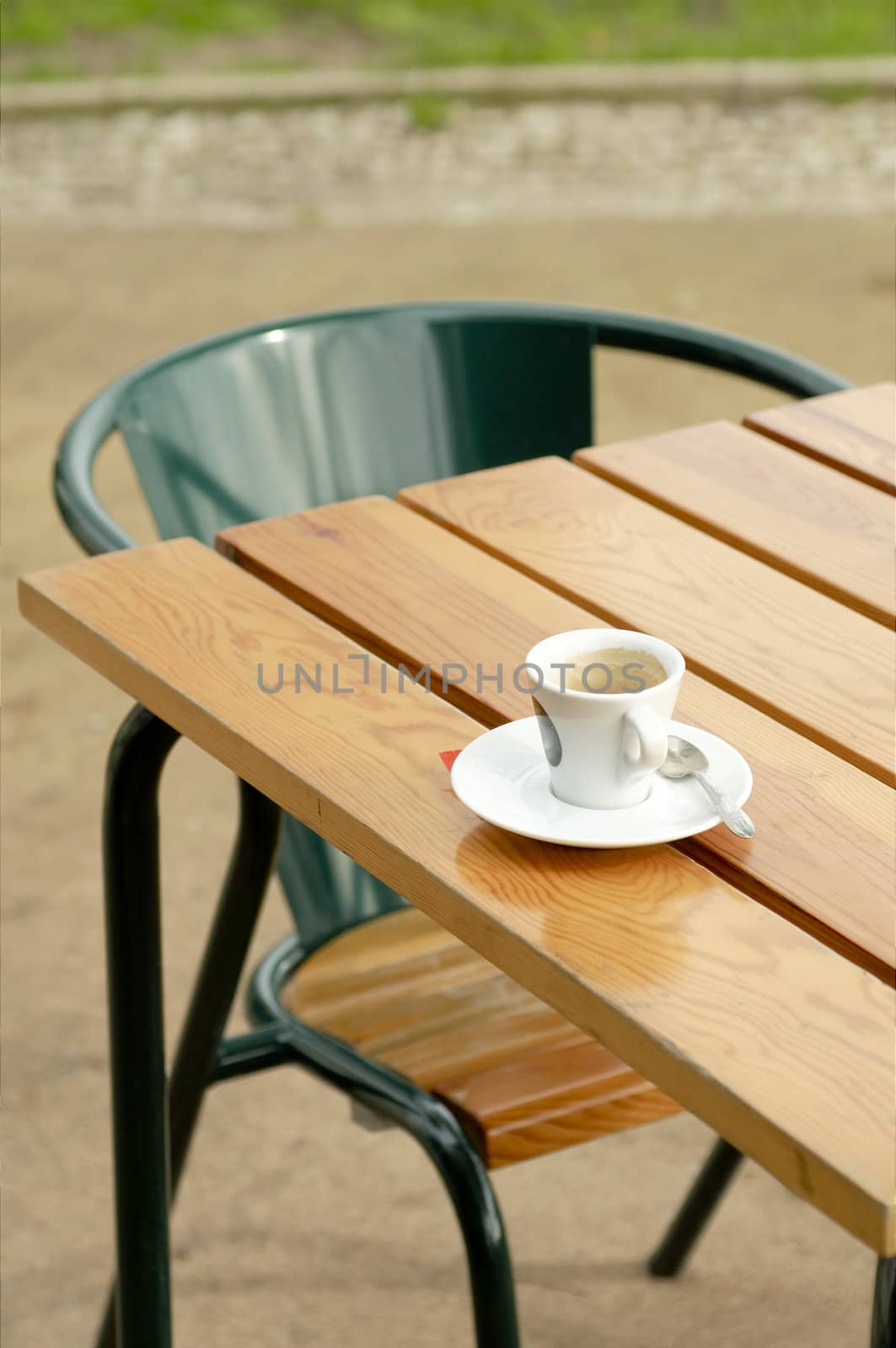 Coffee cup at table at cafe