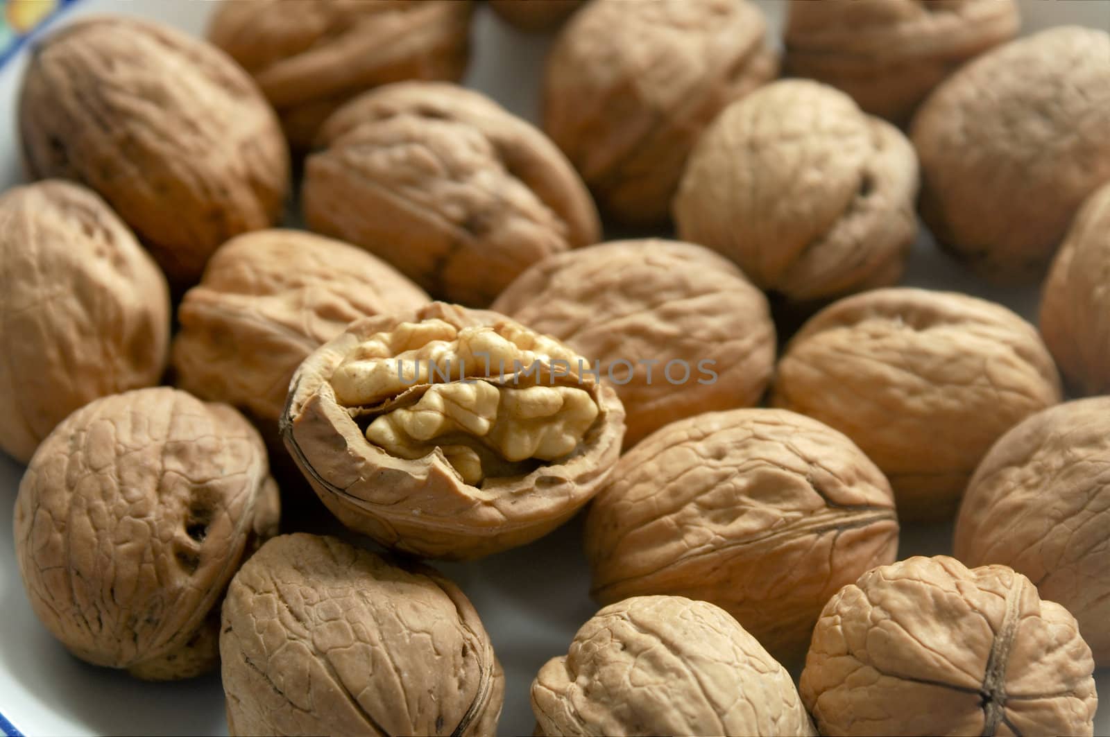 Dry walnuts on a plate