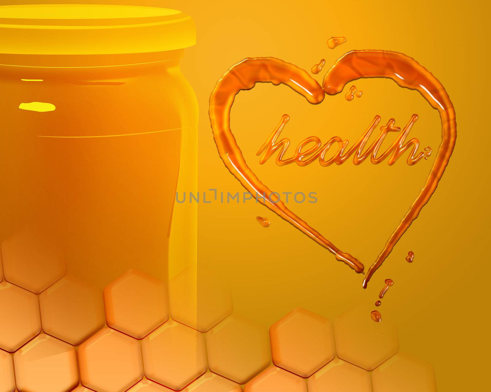 heart shape made with honey conceptual illustration