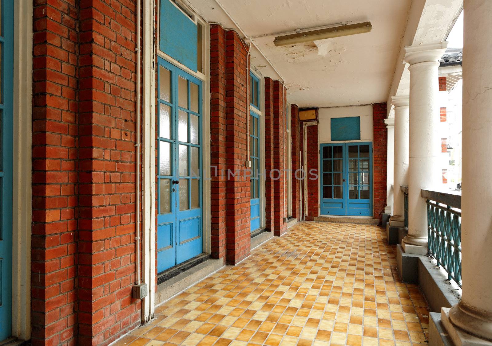 walkway in old building