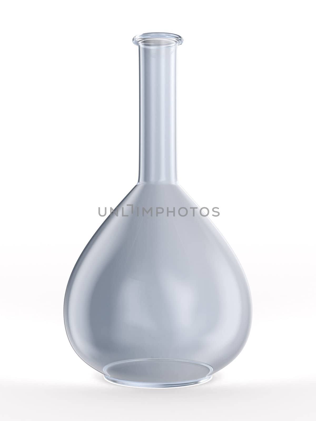 Glass test tube on white background. Isolated 3D image