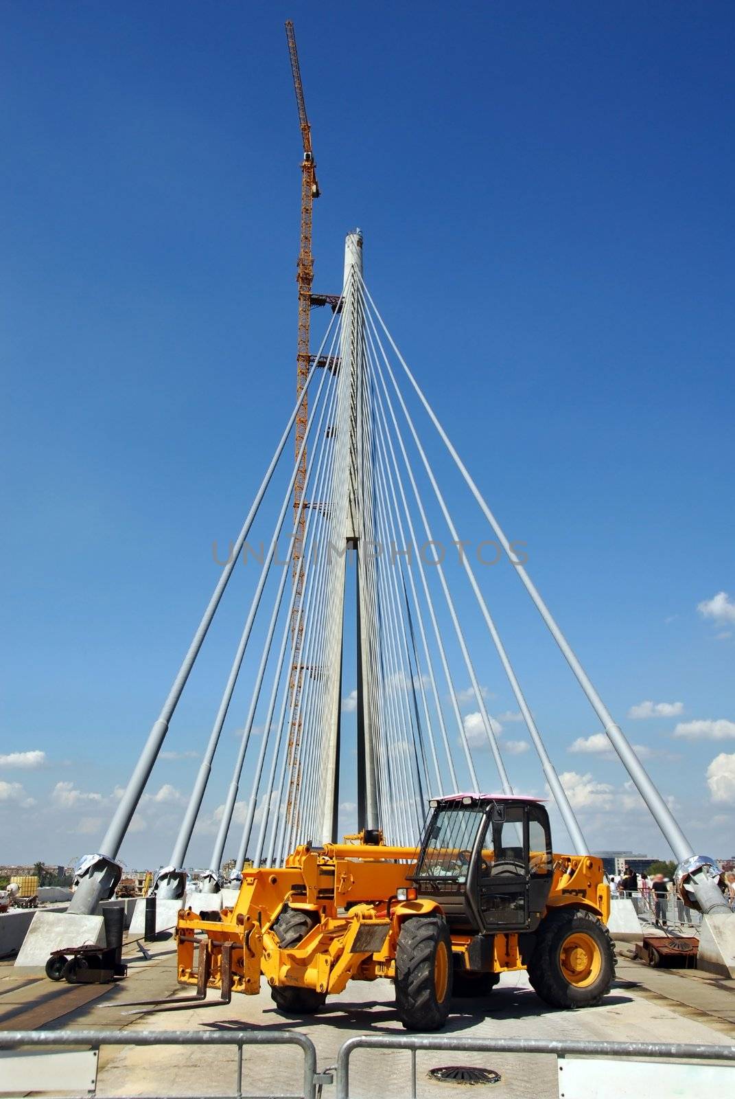 concrete column of new bridge on construction site in Belgrade