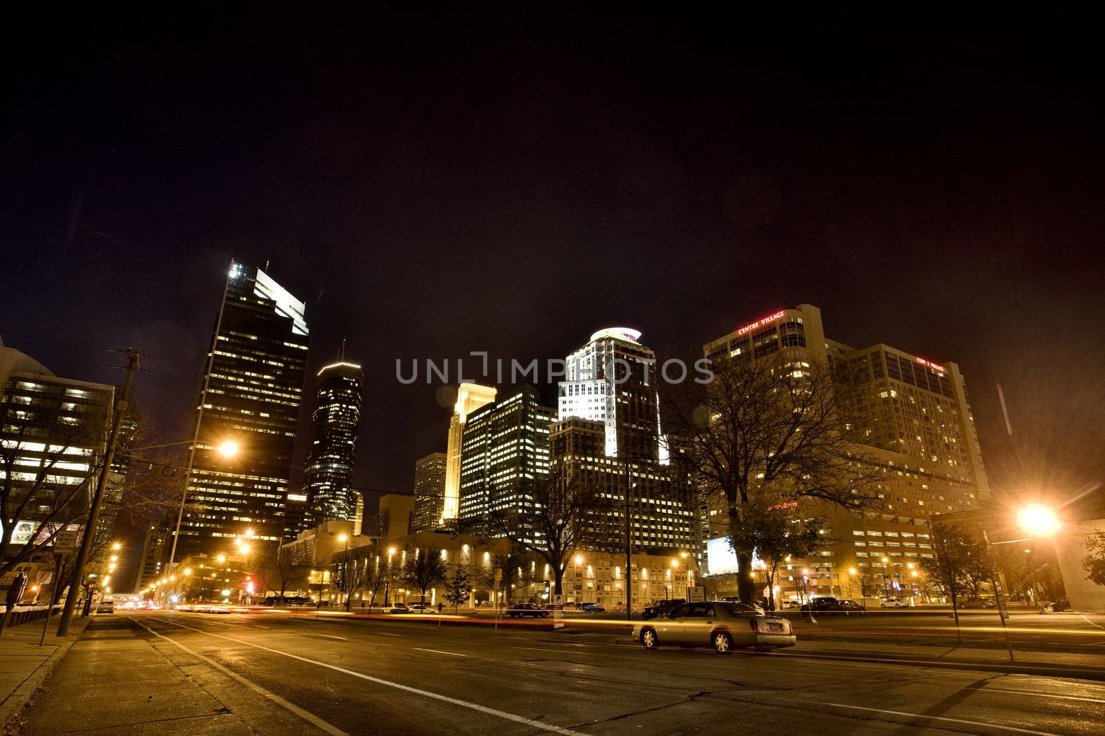 Minneapolis City Photo downtown skyline Minnesota Midwest night Photograph
