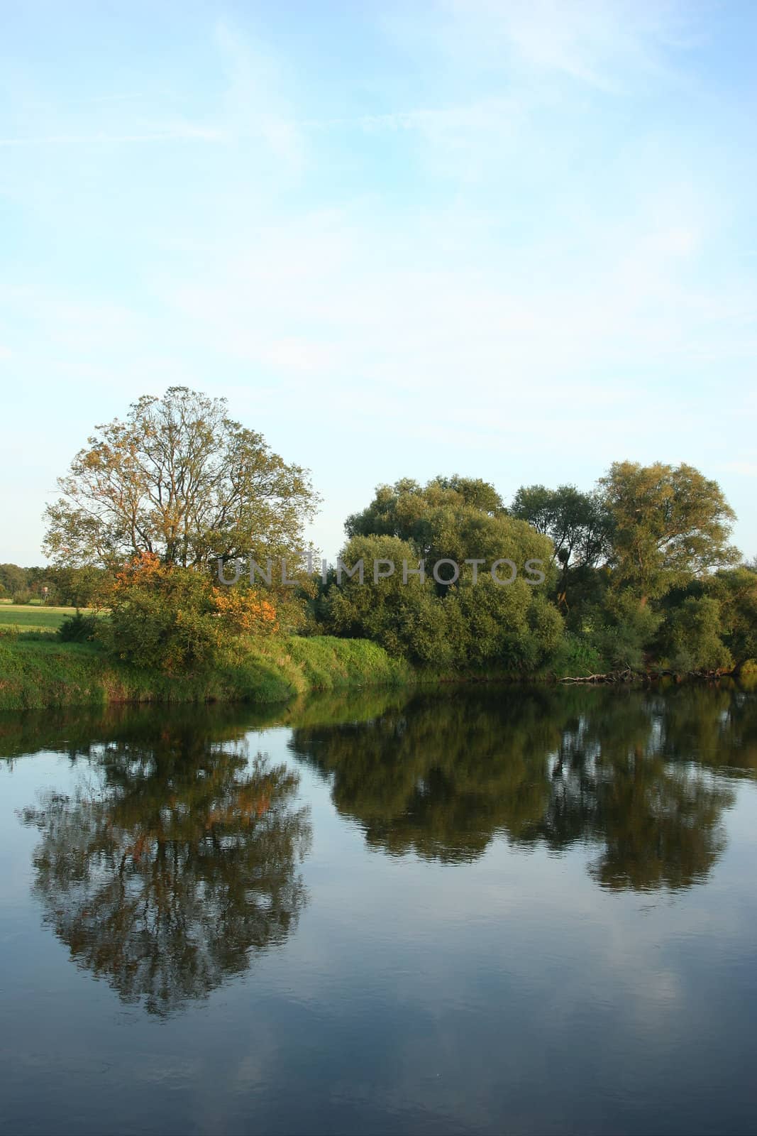 Mulde river in late summer in Germany