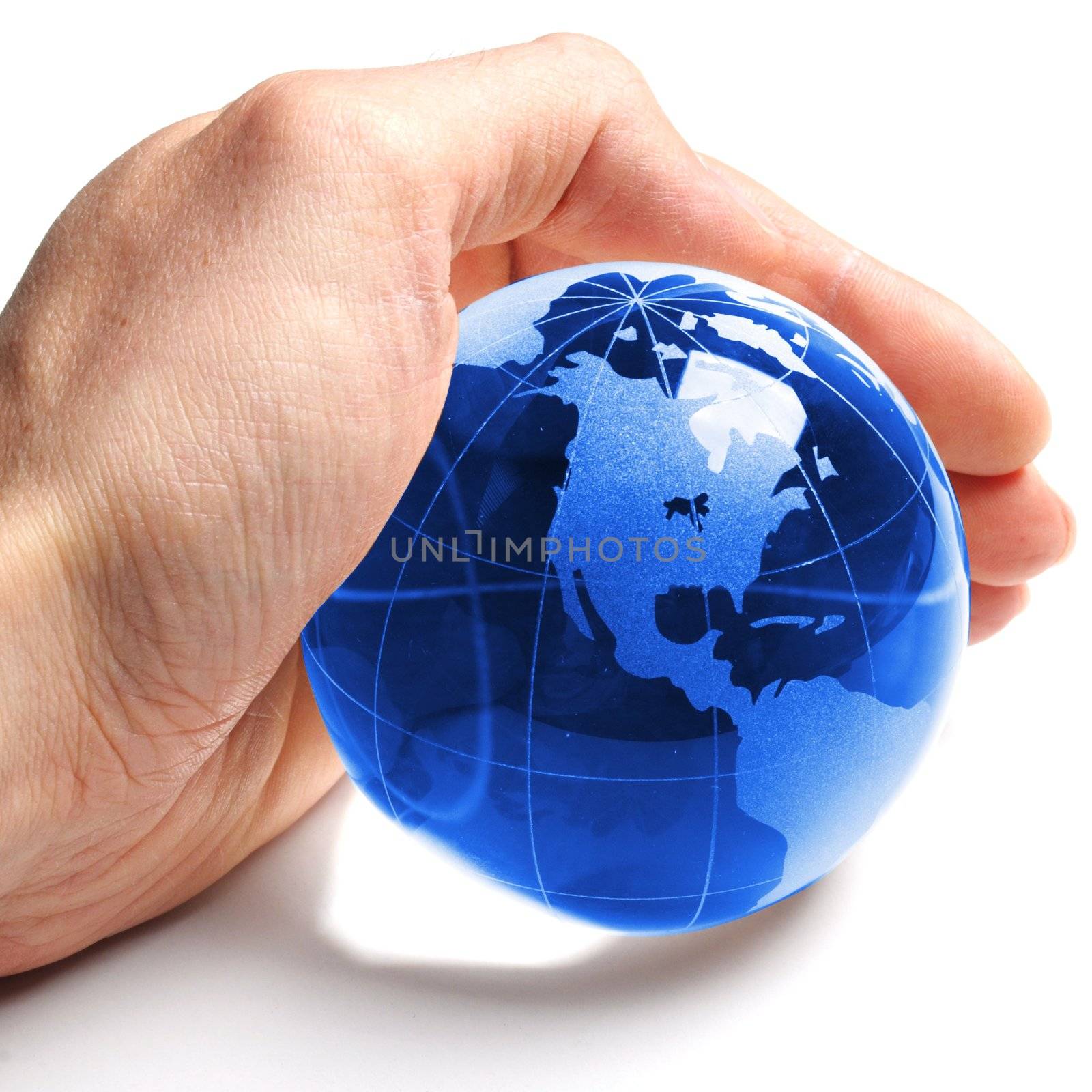 environmental protection or eco concept with world in a hand on white