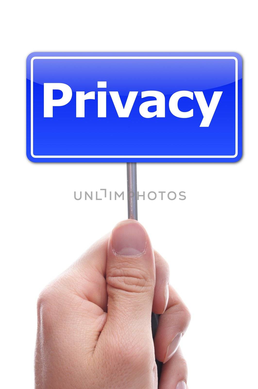 privacy concept with hand word and paper