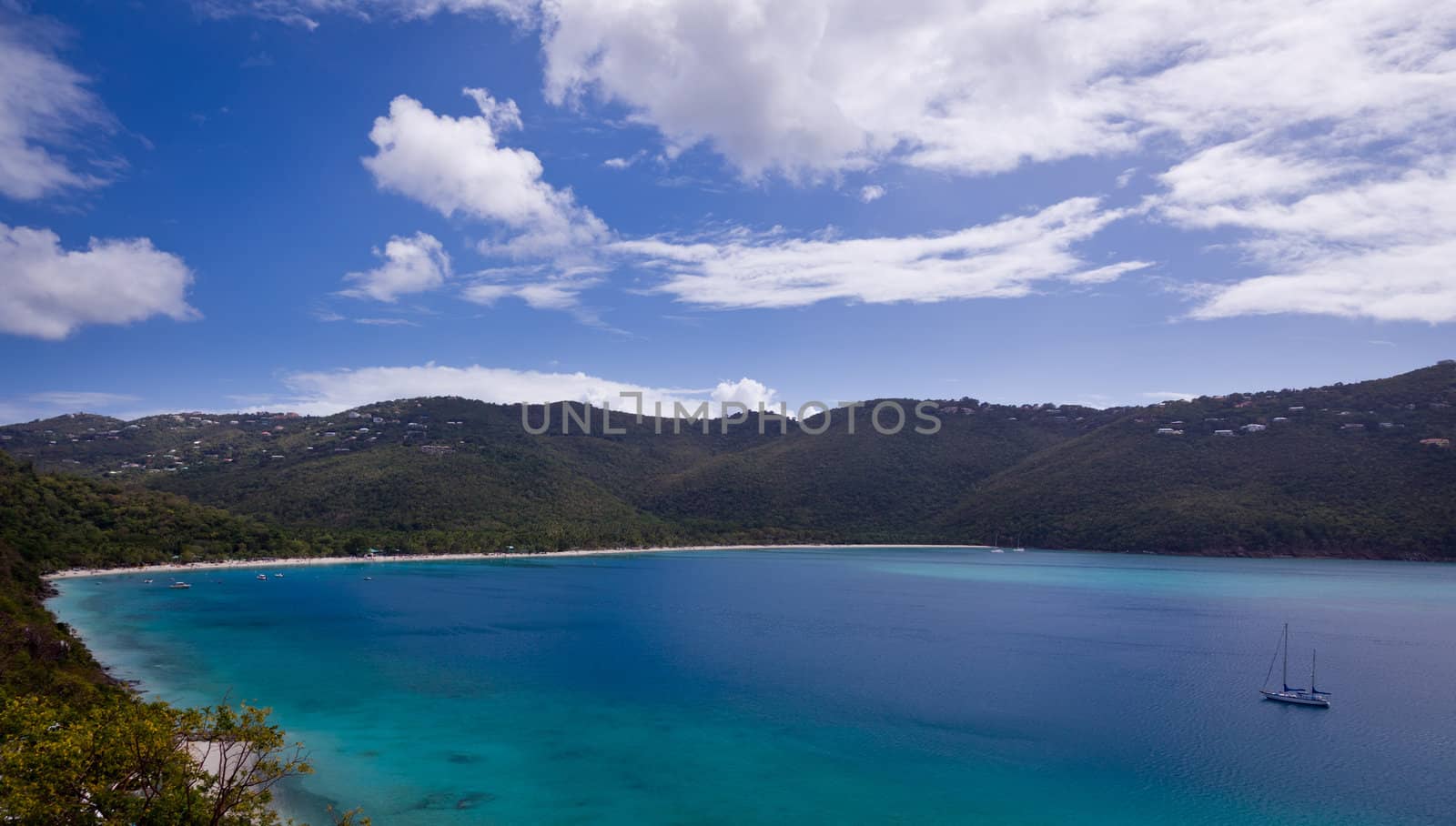 View of Magens Bay - the world famous beach on St Thomas in the US Virgin Islands