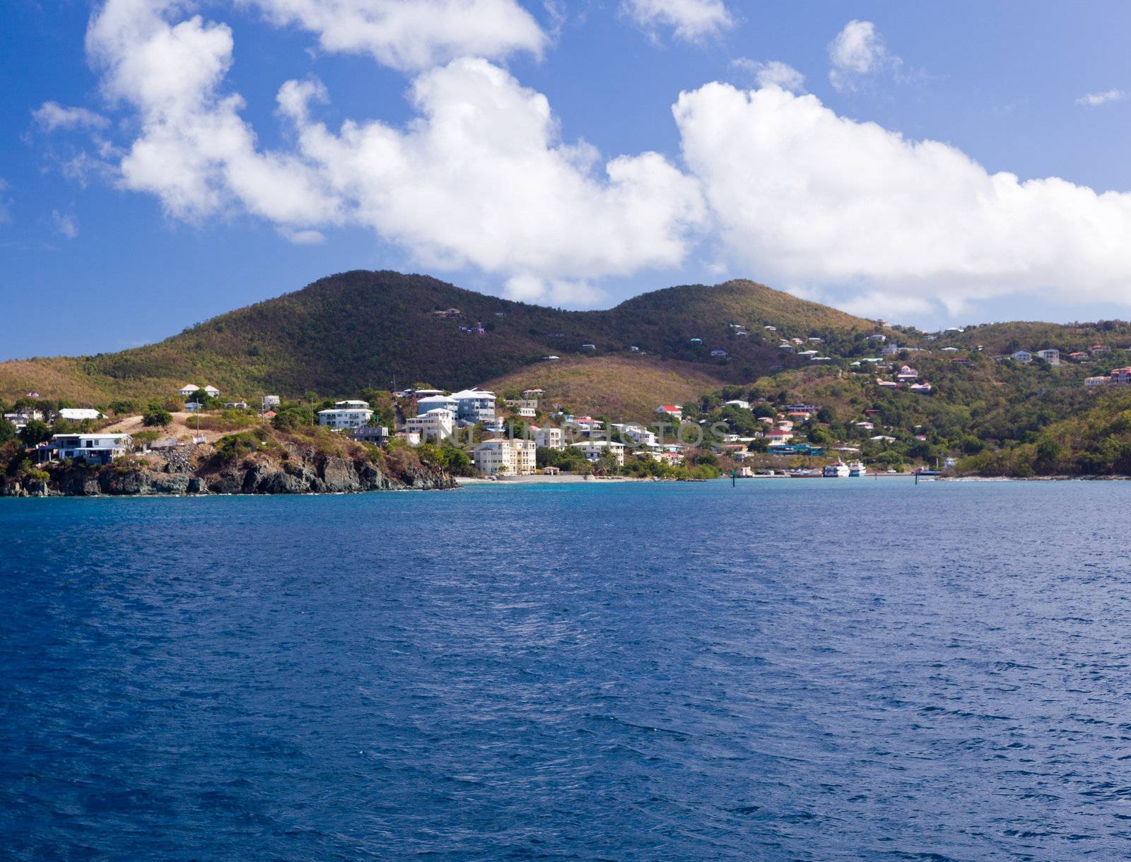 Sailing into Cruz Bay on the island of St John in the US Virgin Islands