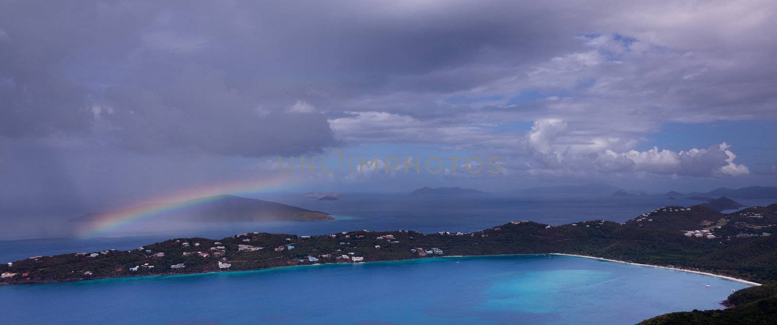 View of Magens Bay - the world famous beach on St Thomas in the US Virgin Islands