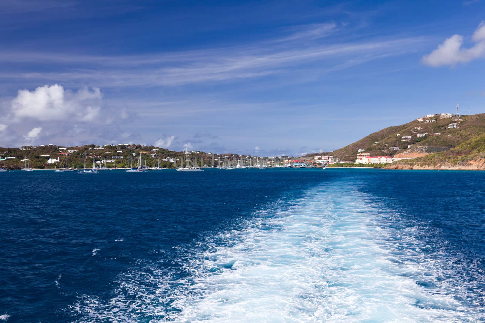 Leaving Red Hook harbor on the island of St Thomas in the Caribbean