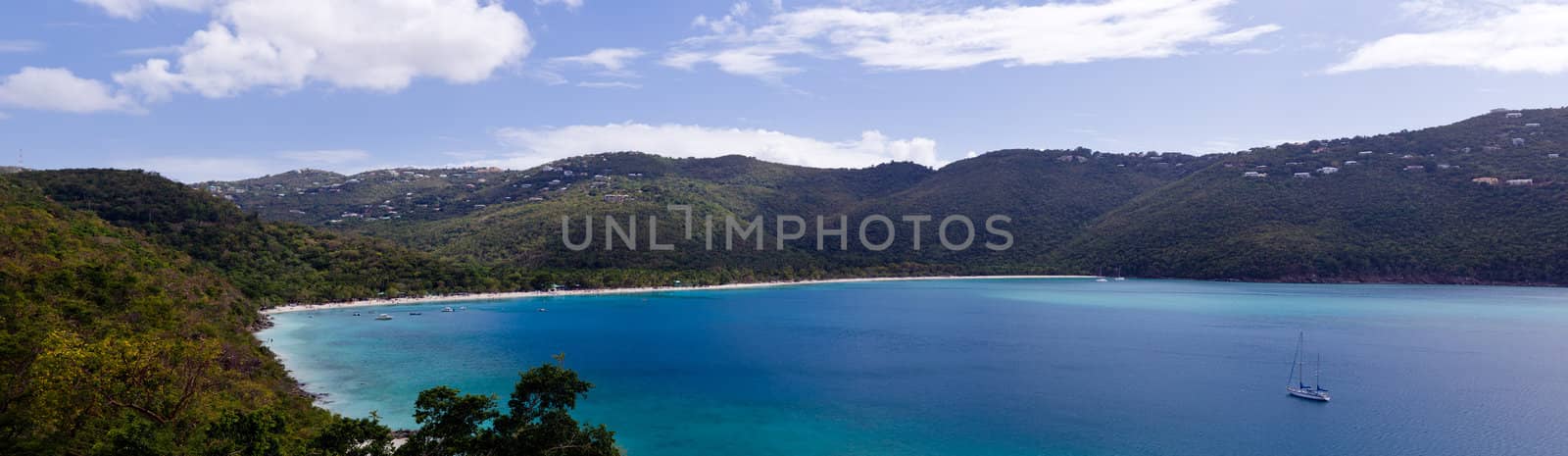 View of Magens Bay - the world famous beach on St Thomas in the US Virgin Islands