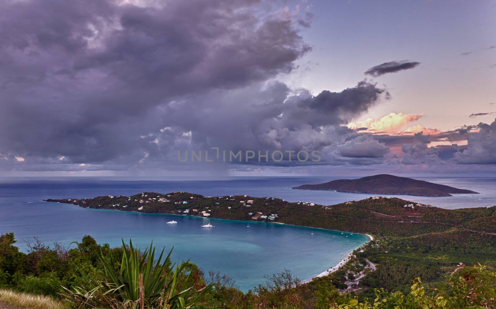 View of Magens Bay - the world famous beach on St Thomas in the US Virgin Islands