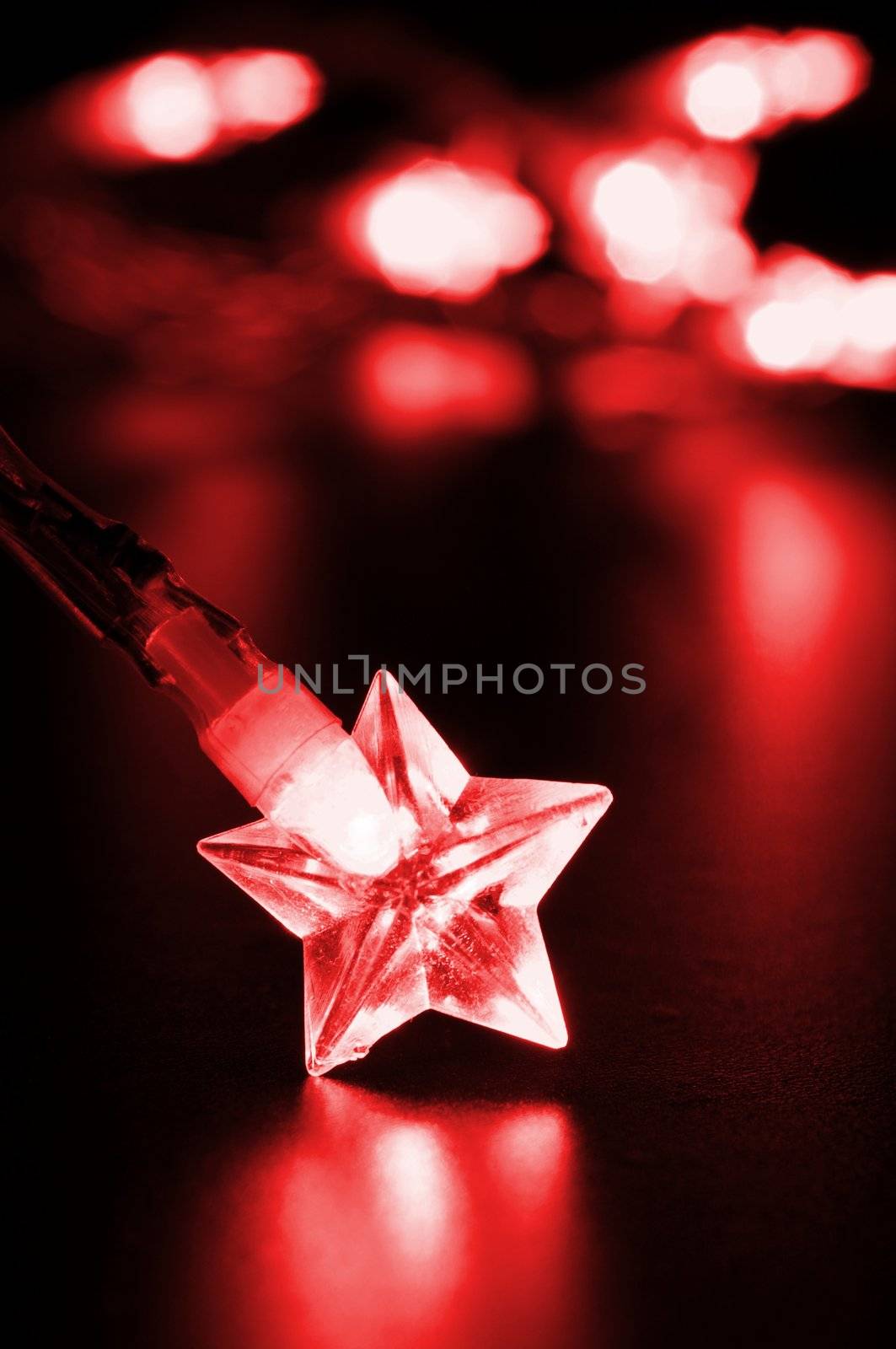 xmas or christmas holiday star lights with copyspace