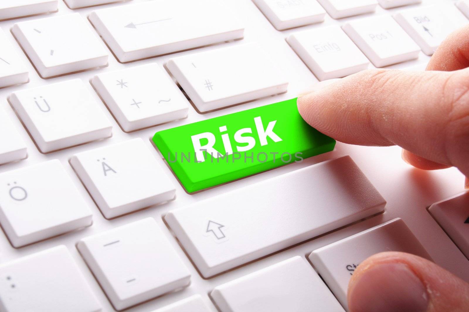 risk management concept with word on key showing risky investment