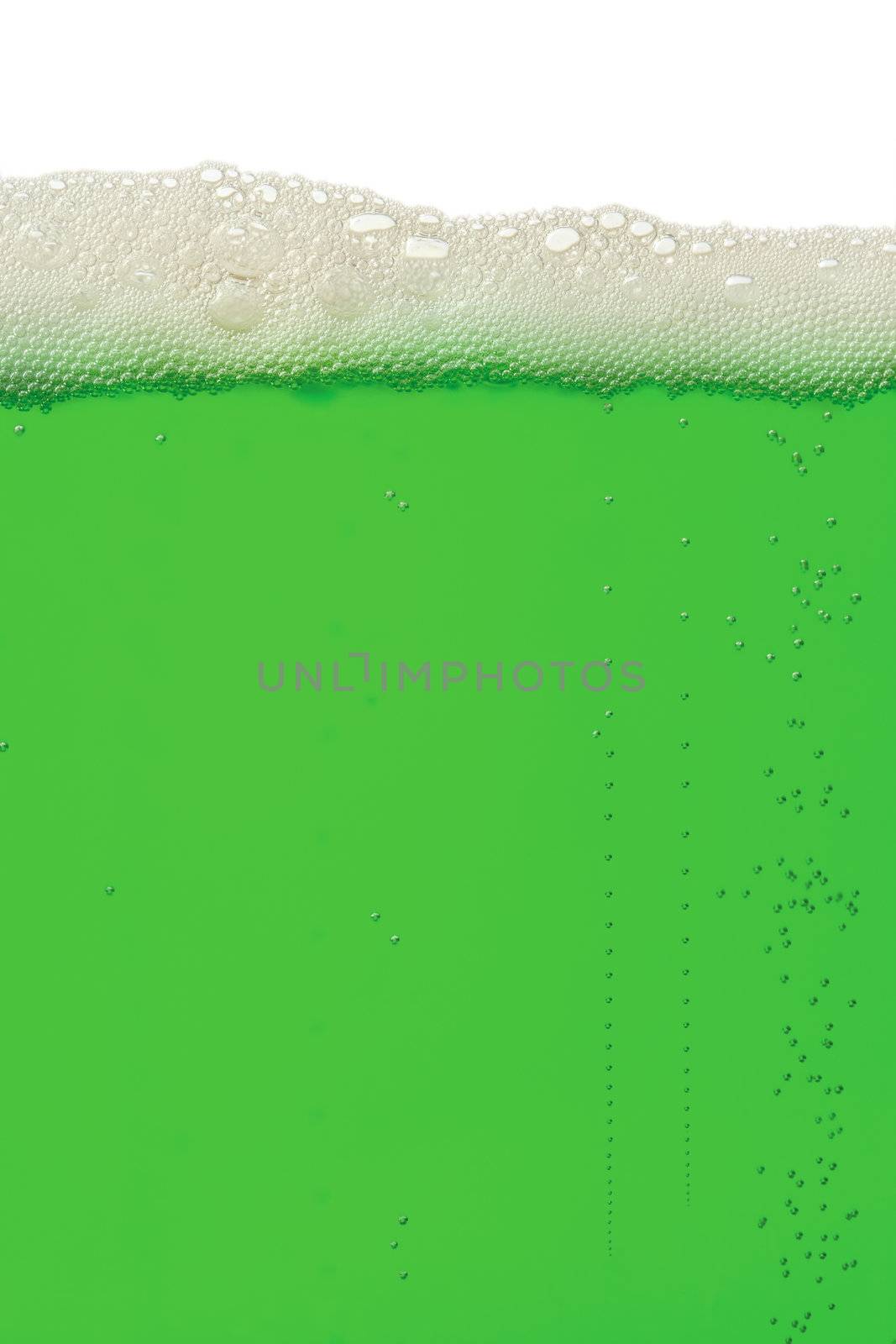 A macro background image of green beer for St. Patrick's Day.
